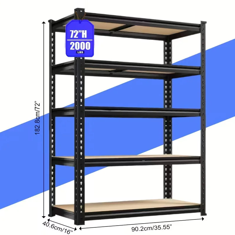 SARENZOON Adjustable Metal Shelving Rack With Pegboard Panel