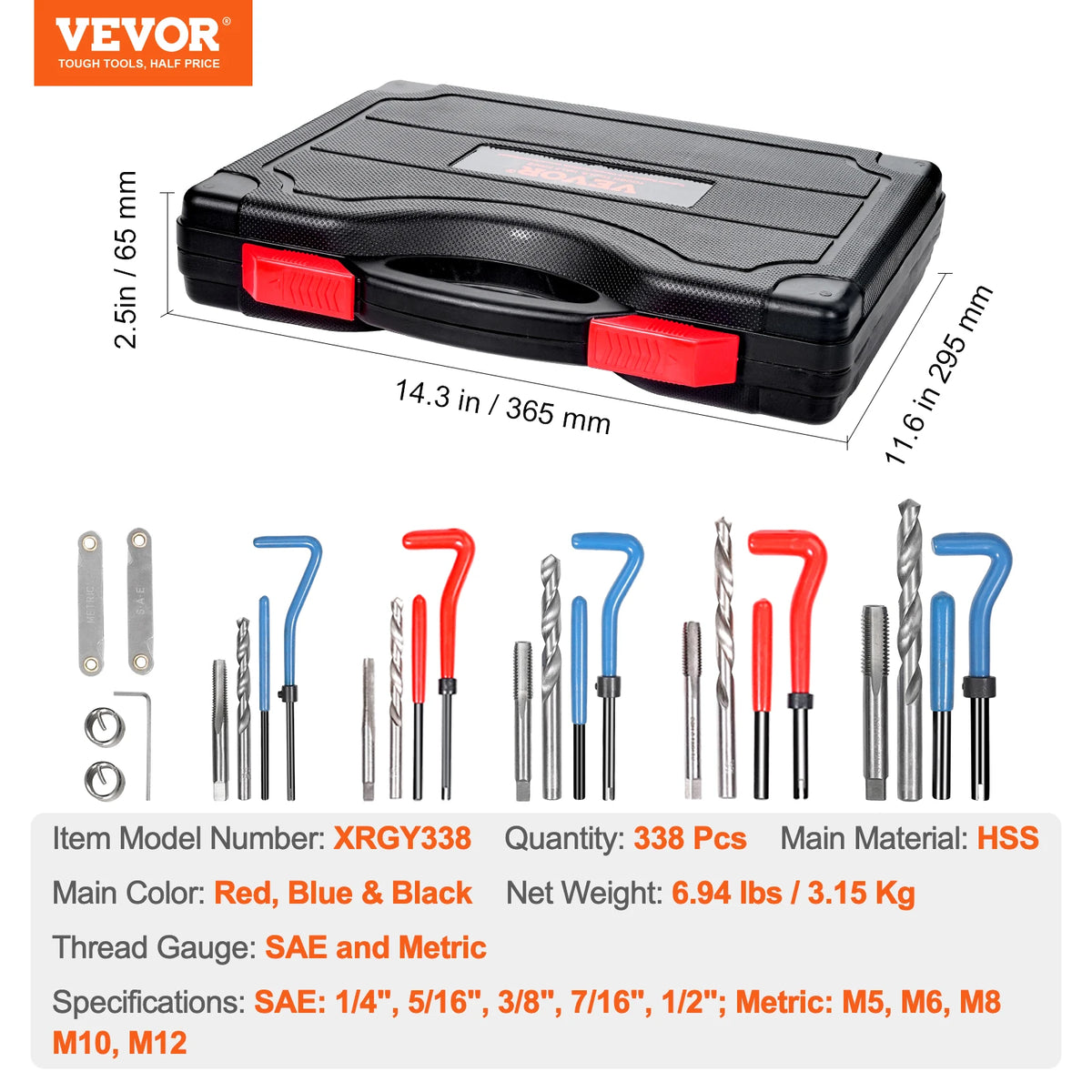 SucceBuy Thread Repair Kit With HSS Drill Bits And Inserts