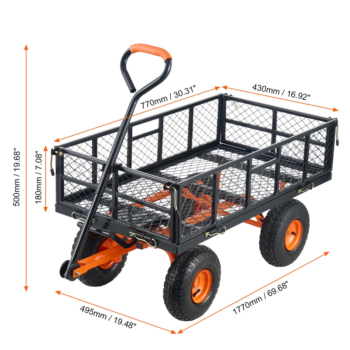 SucceBuy Heavy Duty Garden Utility Dump Cart With Removable Sides