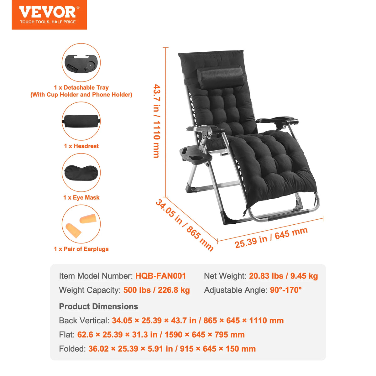 SucceBuy Zero Gravity Recliner Chair With Cushion Footrest
