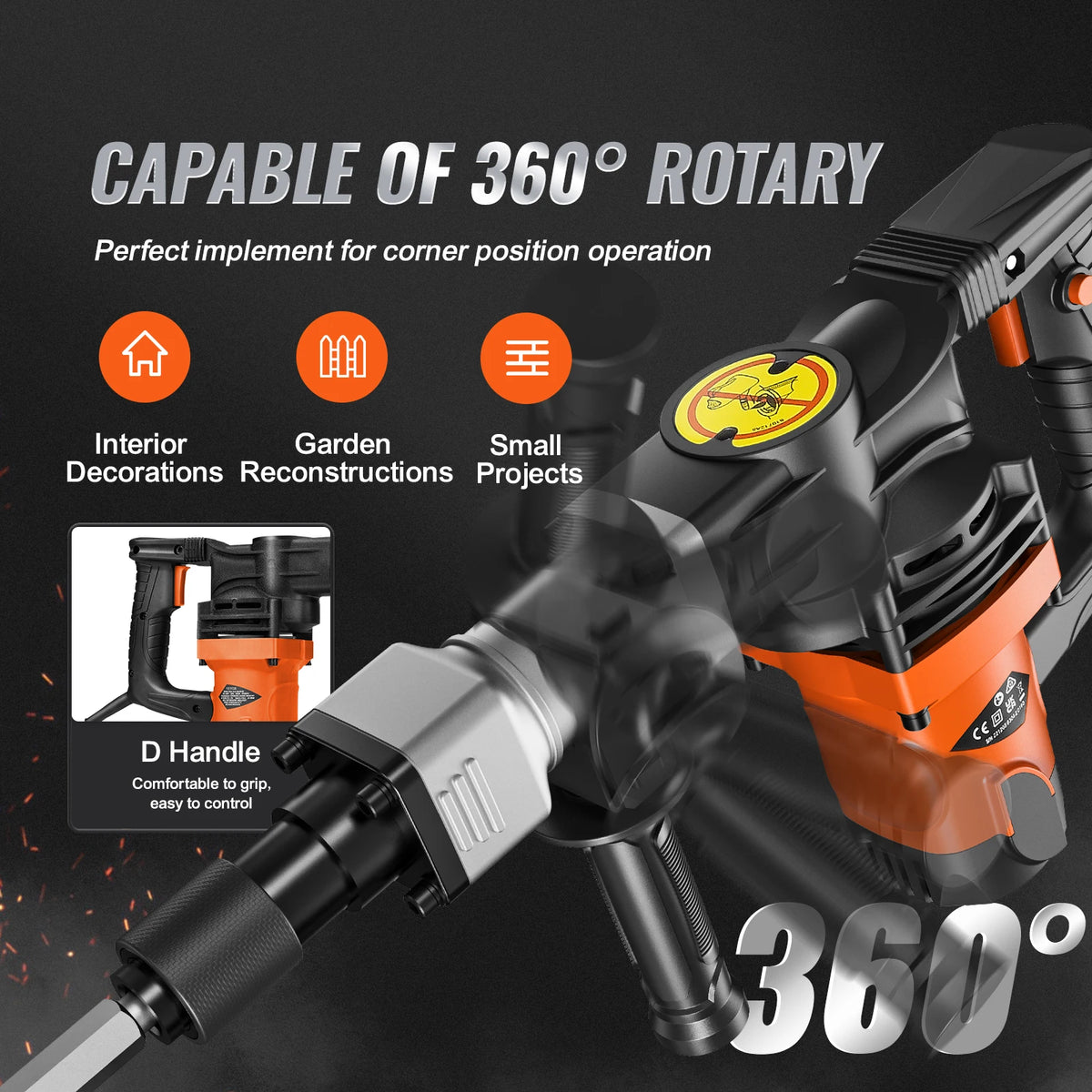 SucceBuy Electric Demolition Jack Hammer With Chisels and Bits