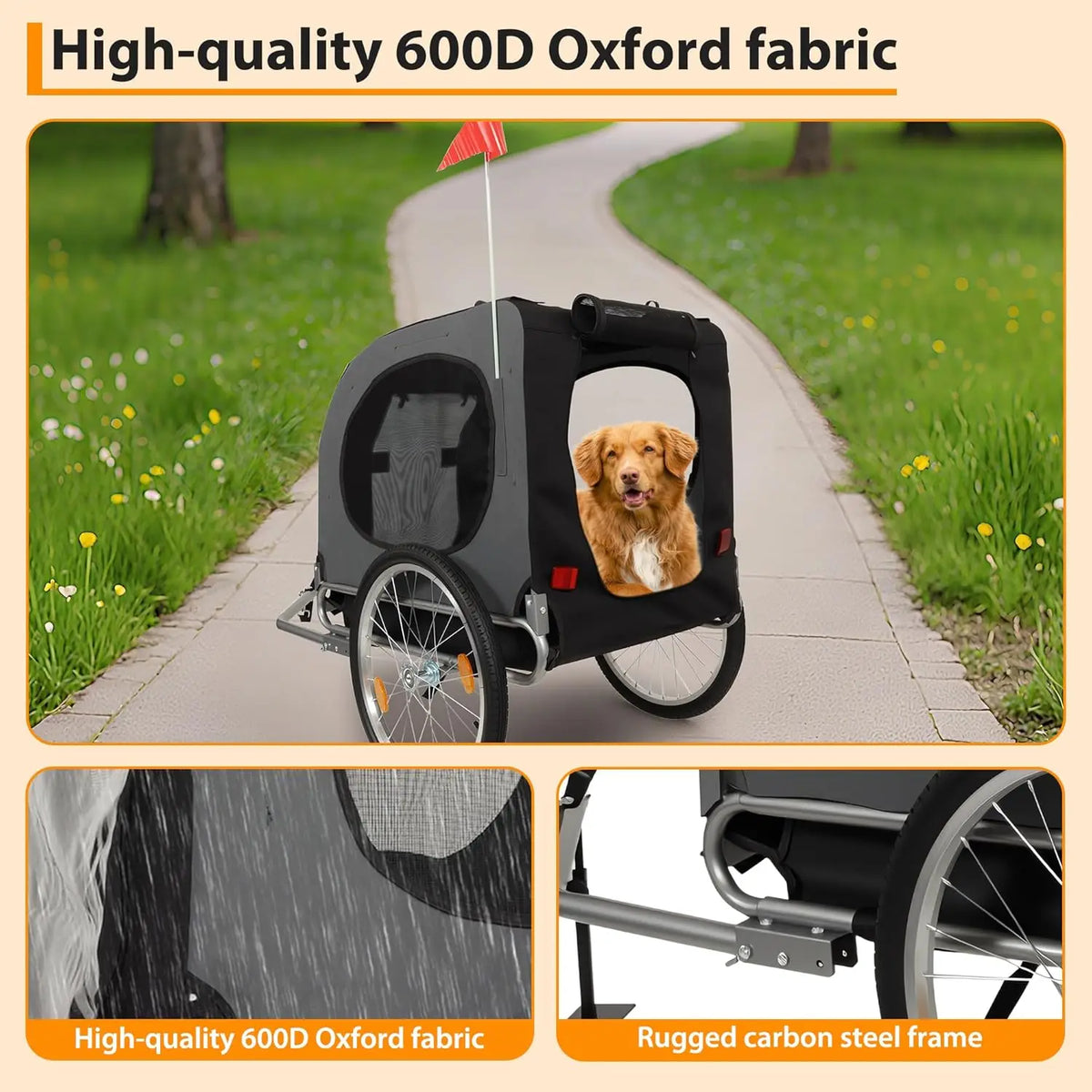 HiMISS Foldable Dog Bike Trailer and Jogging Stroller for Pets