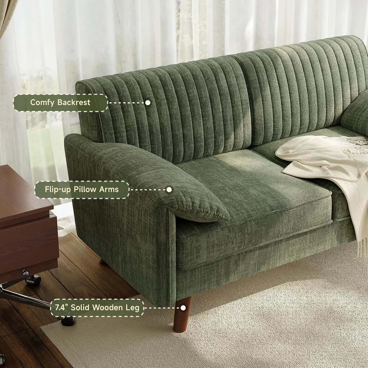 ONBRILL Modern Chenille Loveseat Sofa for Small Space Living