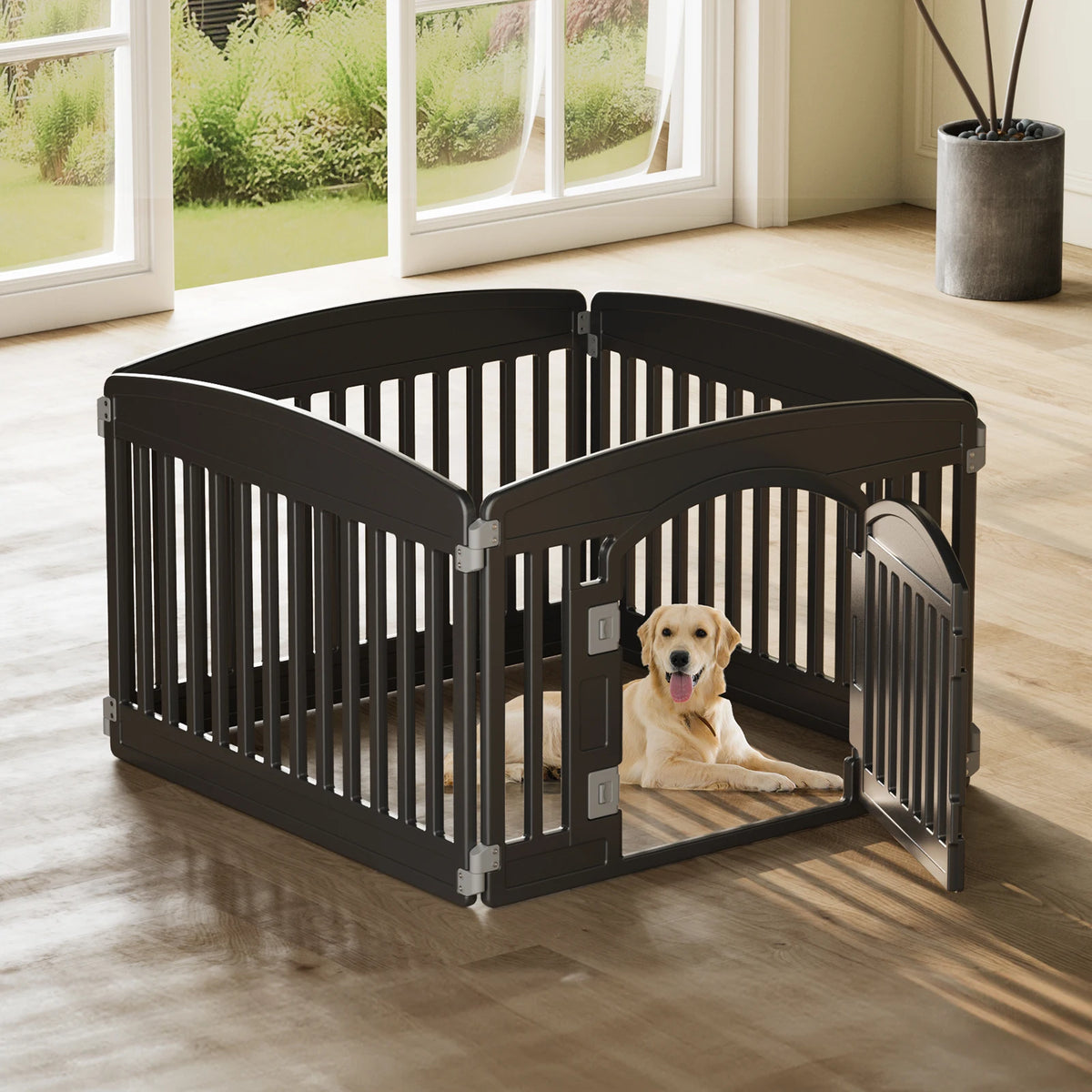 JHK Expandable Plastic Dog Playpen for Indoor and Outdoor Use