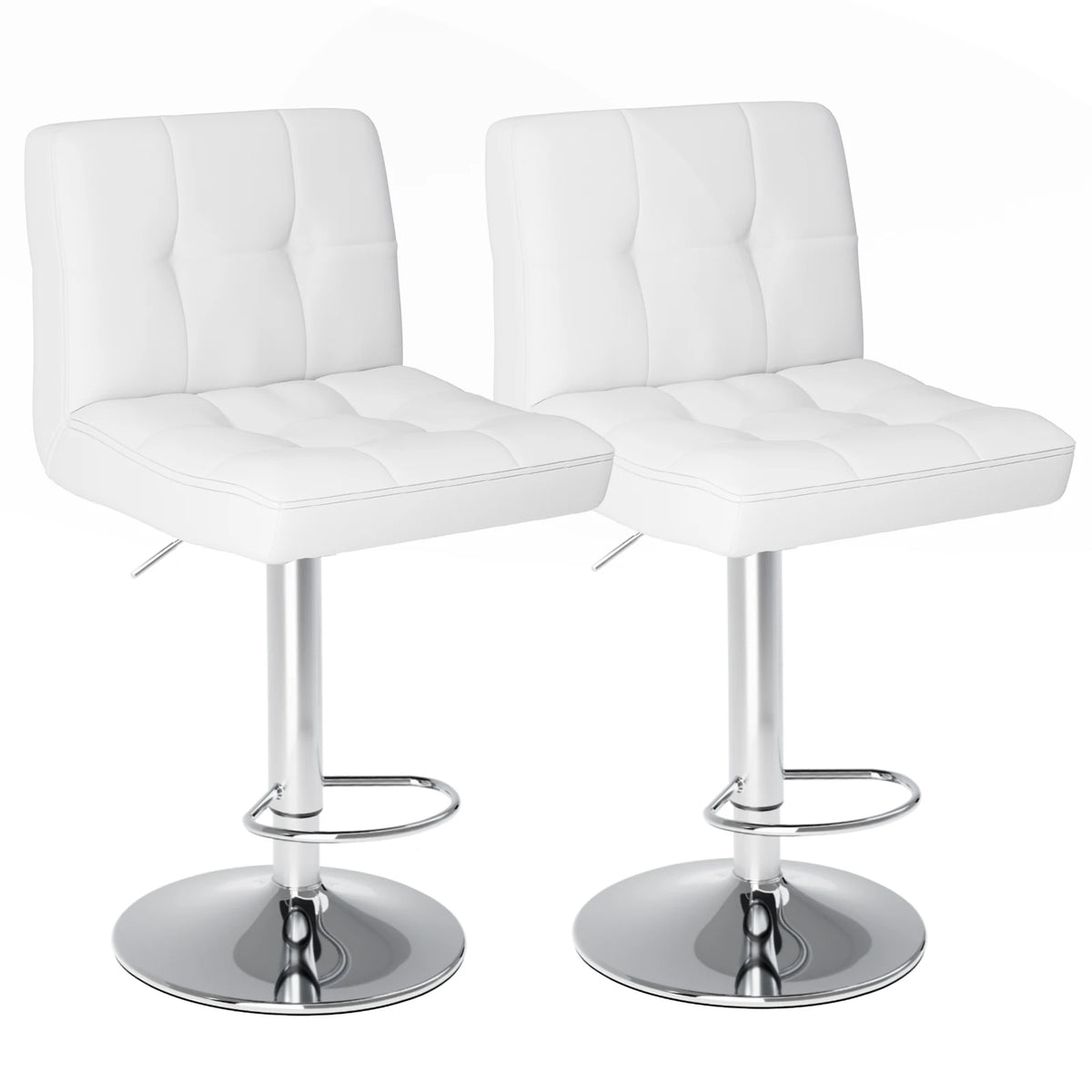 JHK Upholstered PU Leather Bar Stools With Comfortable Backrest