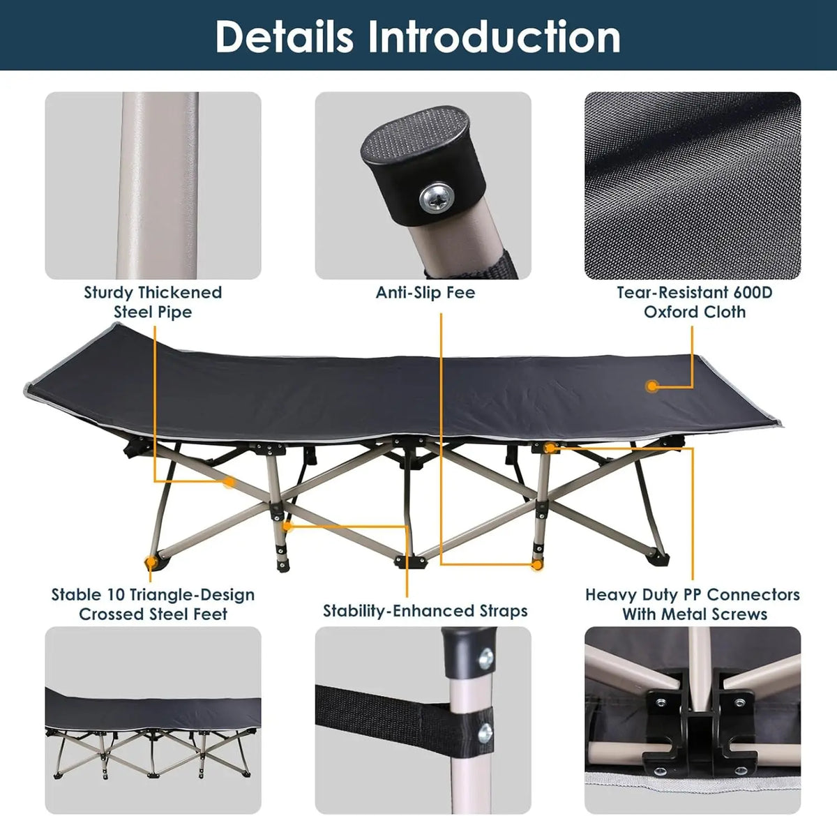Foldable Portable Outdoor Lounge Chair With Foam Mattress