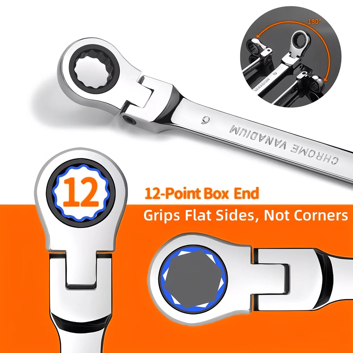Reversible 72 Tooth Ratchet Wrench Set for Automotive Repairs