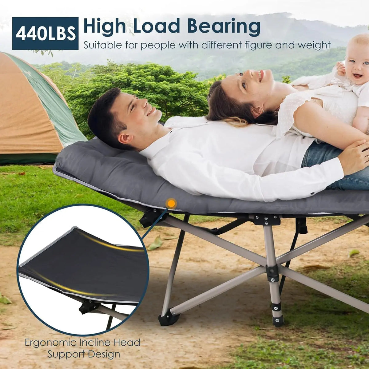 Foldable Portable Outdoor Lounge Chair With Foam Mattress