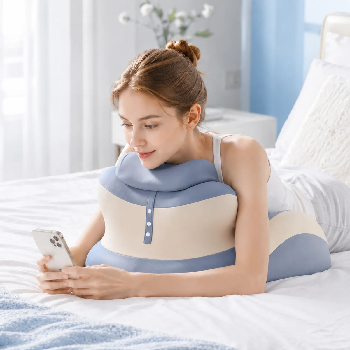 Multifunctional Ergonomic Memory Foam Reading Pillow With Removable Headrest