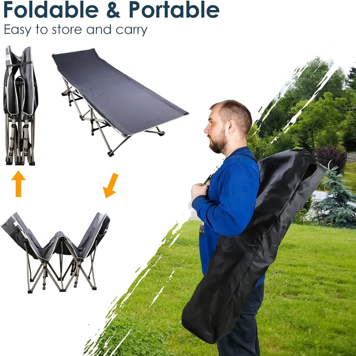 Foldable Portable Outdoor Lounge Chair With Foam Mattress