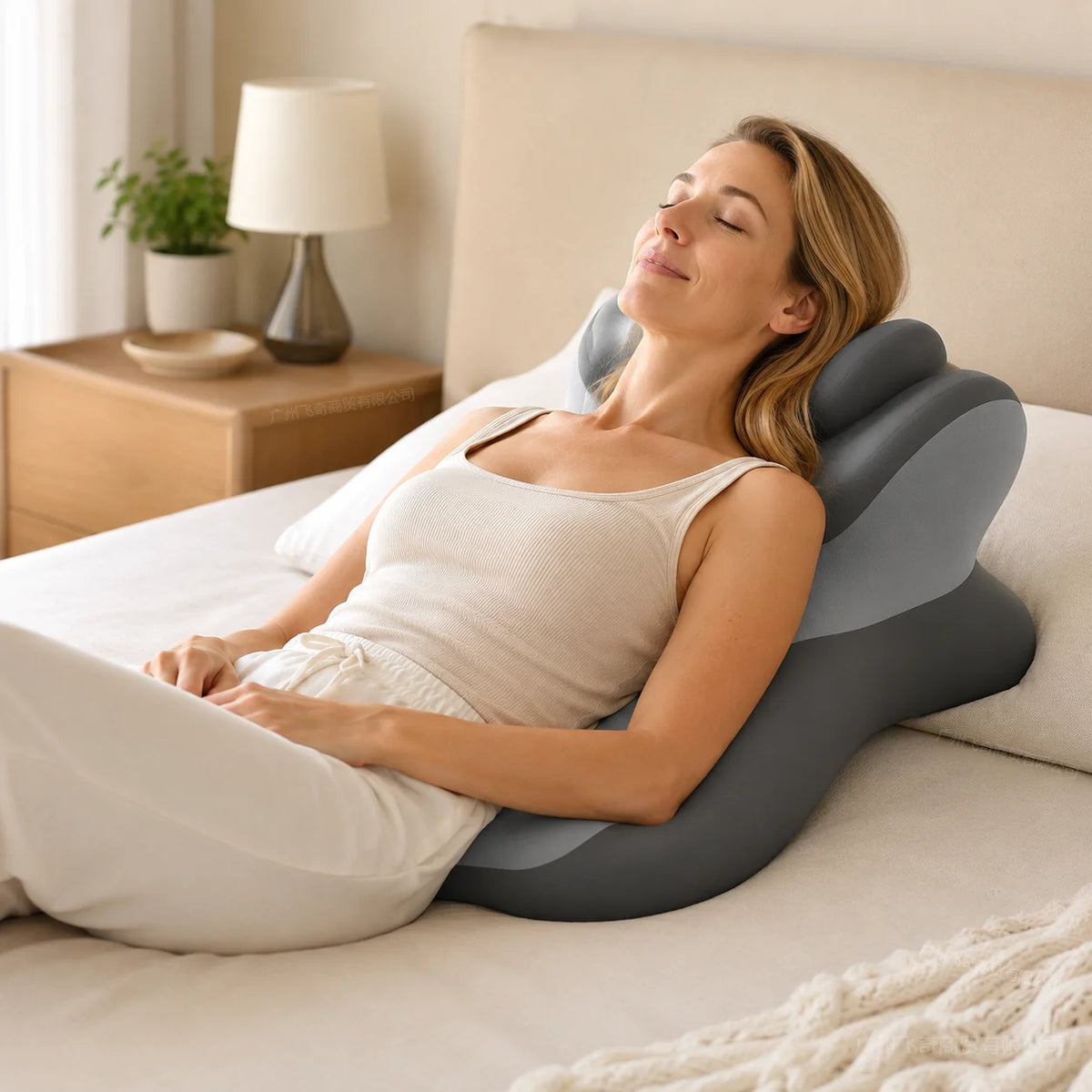 Multifunctional Ergonomic Memory Foam Reading Pillow With Removable Headrest