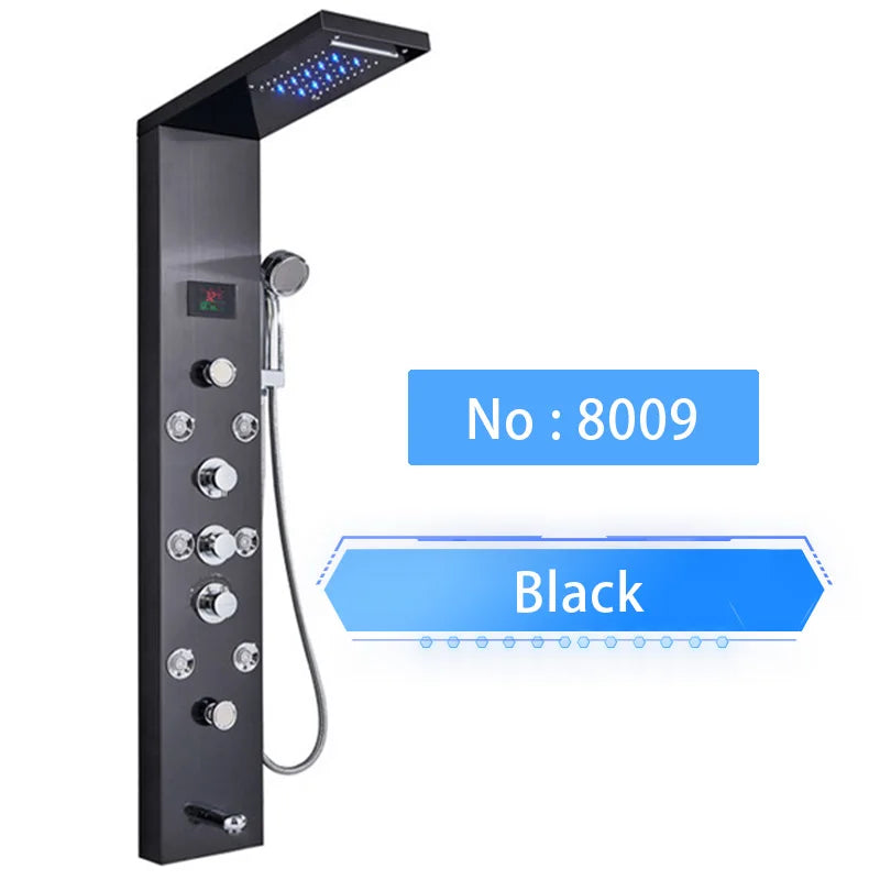 Shinesia LED Shower Panel With Rainfall Massage Jets And Faucet