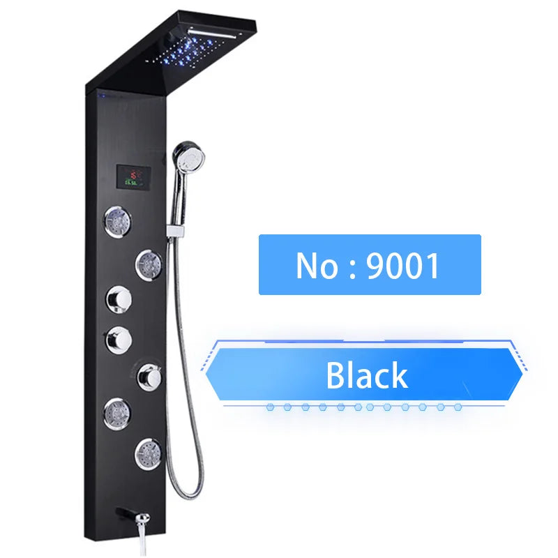 Shinesia LED Shower Panel With Rainfall Massage Jets And Faucet