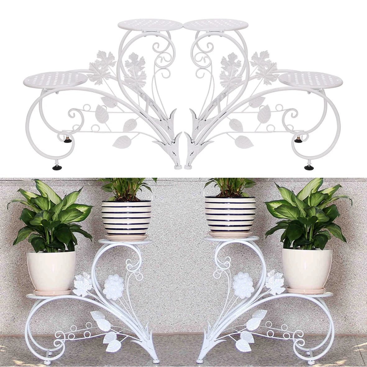 Wisfor Four Tier Metal Plant Stand Rack For Indoor Outdoor