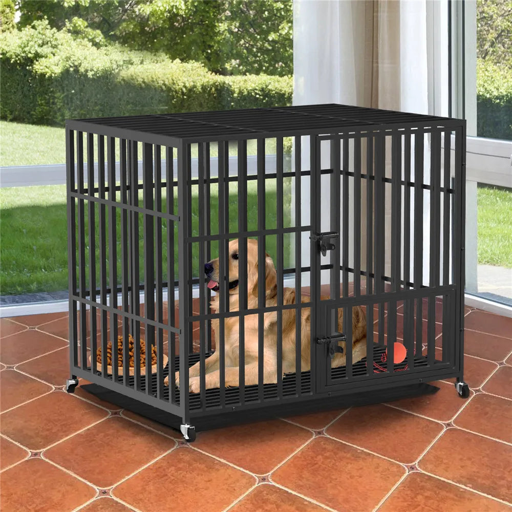 Bingopaw Heavy Duty Metal Dog Crate With Removable Tray