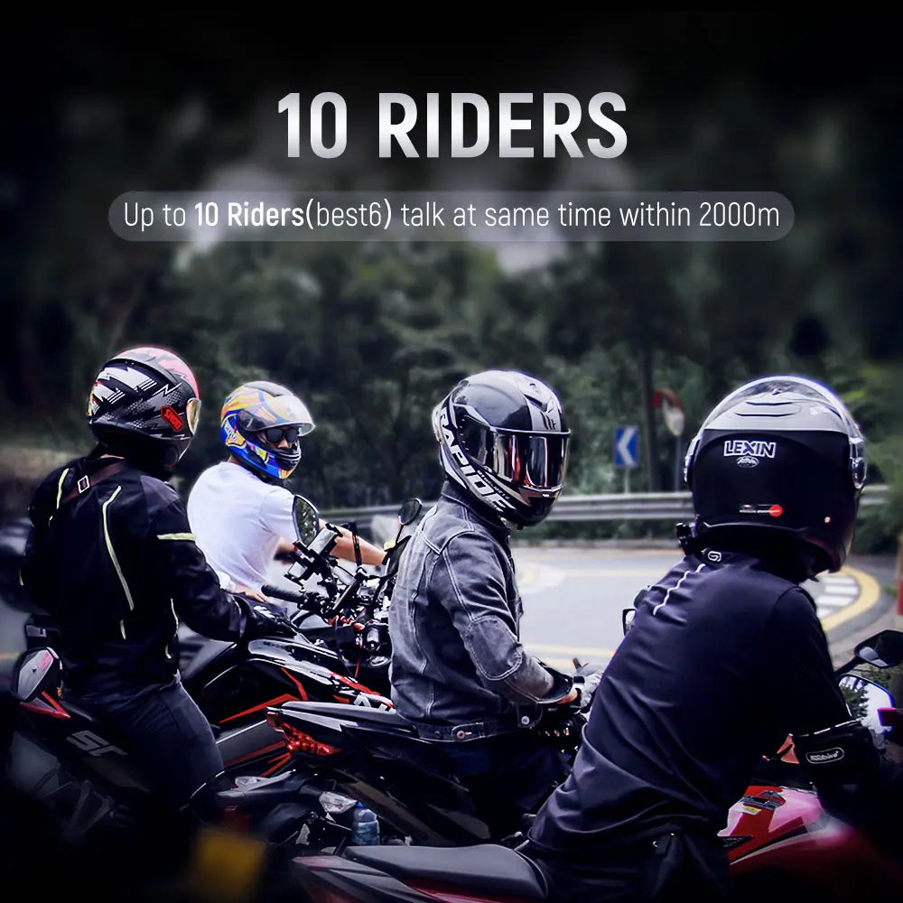 Lexin Bluetooth Motorcycle Helmet Intercom Headset For Group Riding