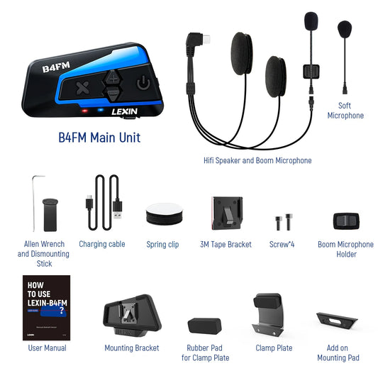 Lexin Bluetooth Motorcycle Helmet Intercom Headset For Group Riding