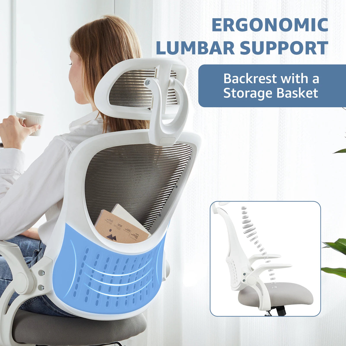 JHK Ergonomic Mesh Office Chair With Adjustable Arms