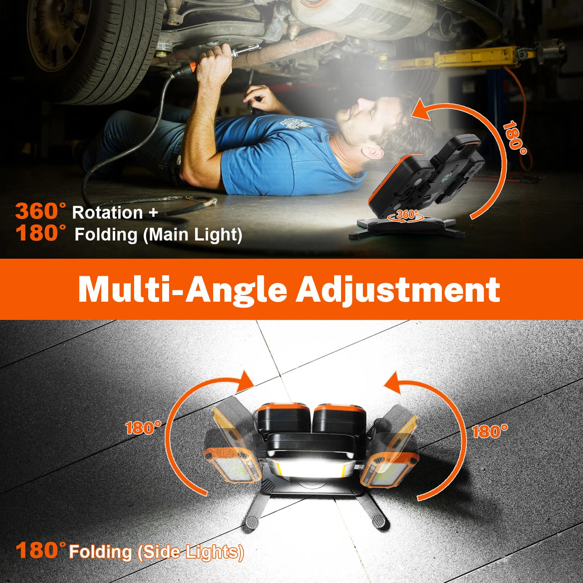 MIXJOY Modular Rechargeable LED Work Light With Magnetic Base Hooks