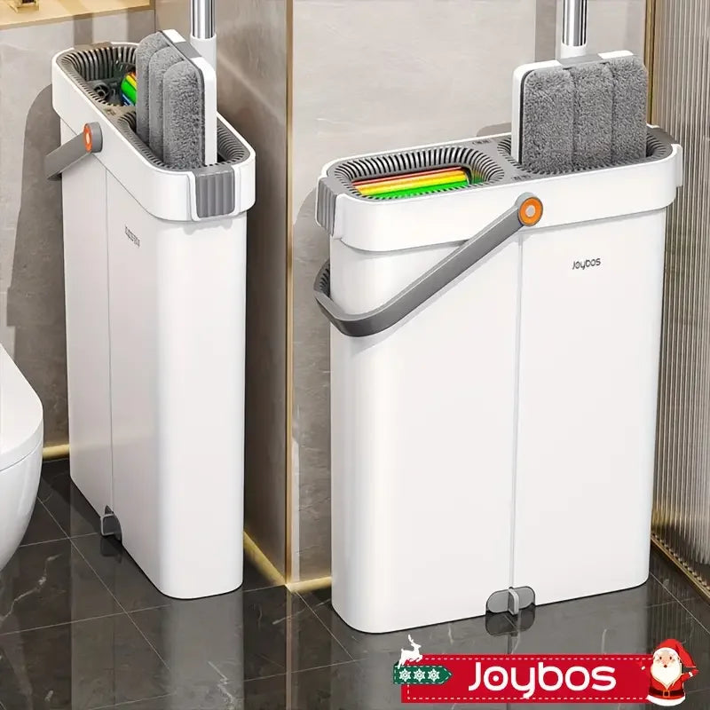 Joybos Flat Mop And Bucket System With Microfiber Pads