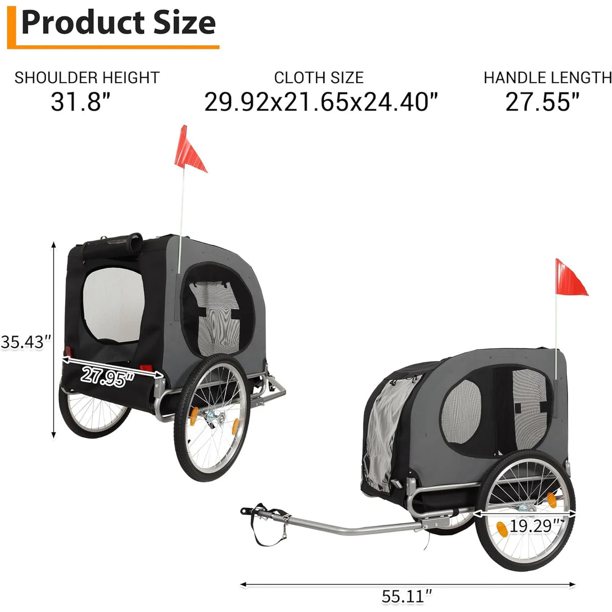 HiMISS Foldable Dog Bike Trailer and Jogging Stroller for Pets