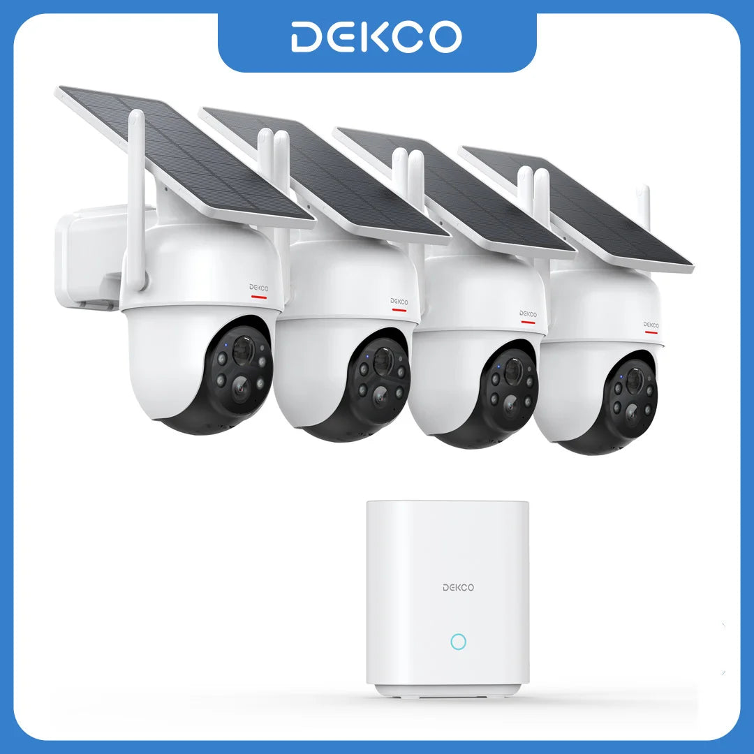 DEKCO Solar Wireless Security Camera System With 360 Degree PTZ