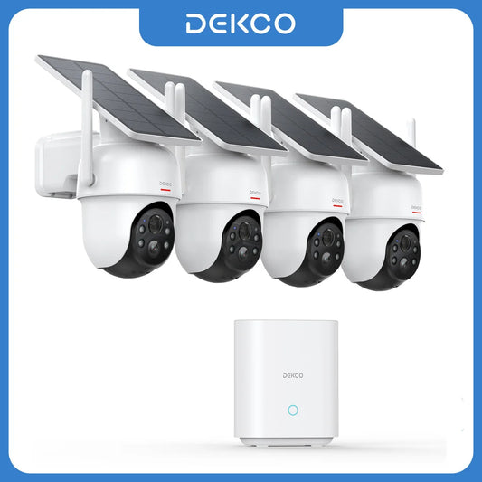 DEKCO Solar Wireless Security Camera System With 360 Degree PTZ