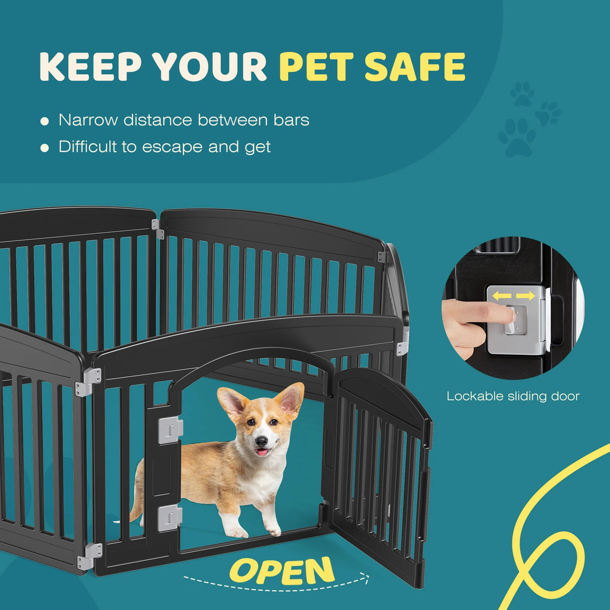 JHK Expandable Plastic Dog Playpen for Indoor and Outdoor Use