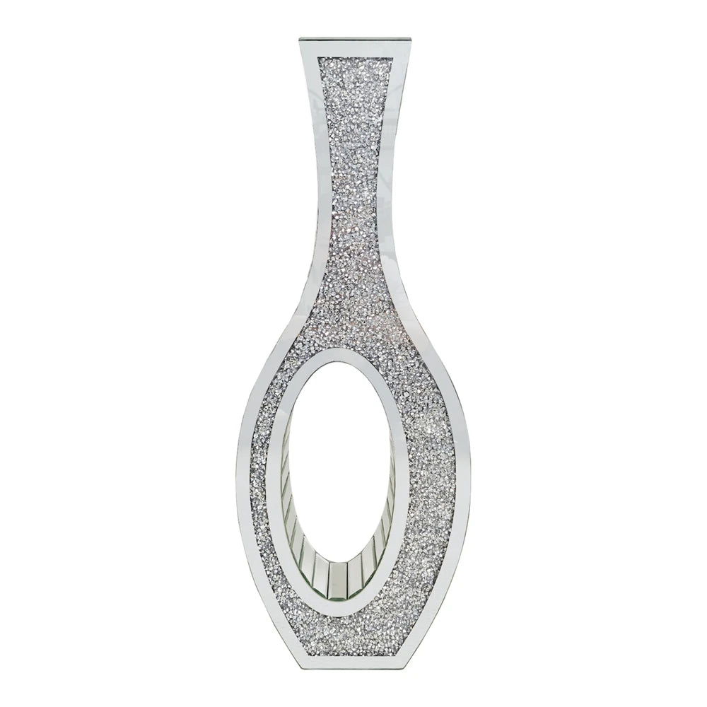 Modern Mirrored Glass Floor Vase With Crush Diamond Decorative Finish