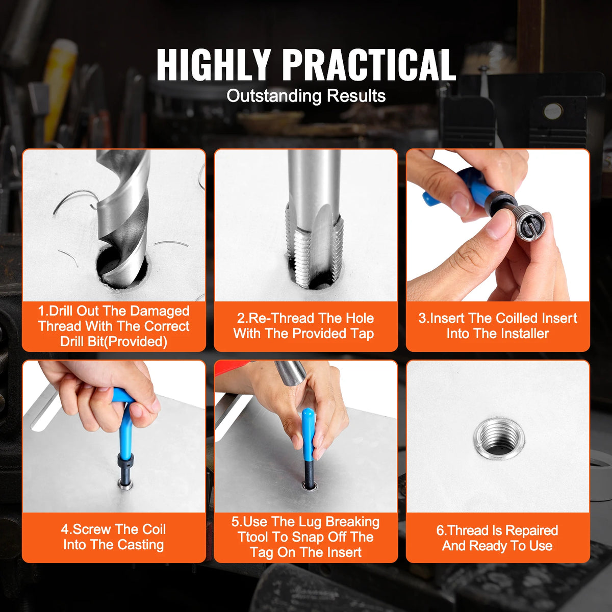 SucceBuy Thread Repair Kit With HSS Drill Bits And Inserts
