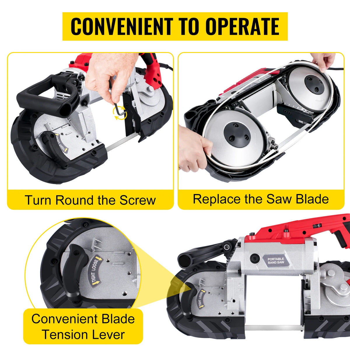 SucceBuy Portable Variable Speed Bandsaw for Metal and Wood Cutting