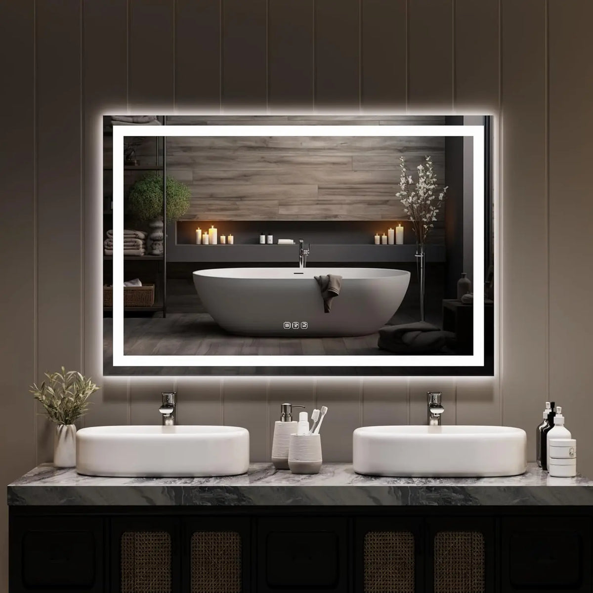 TWISTER.CK LED Bathroom Mirror With Stepless Dimming And Anti Fog