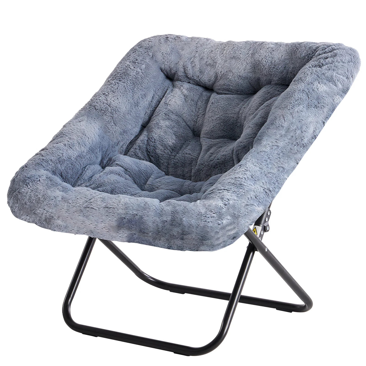 JHK Cozy Faux Fur Folding Saucer Chair For Comfortable Lounging