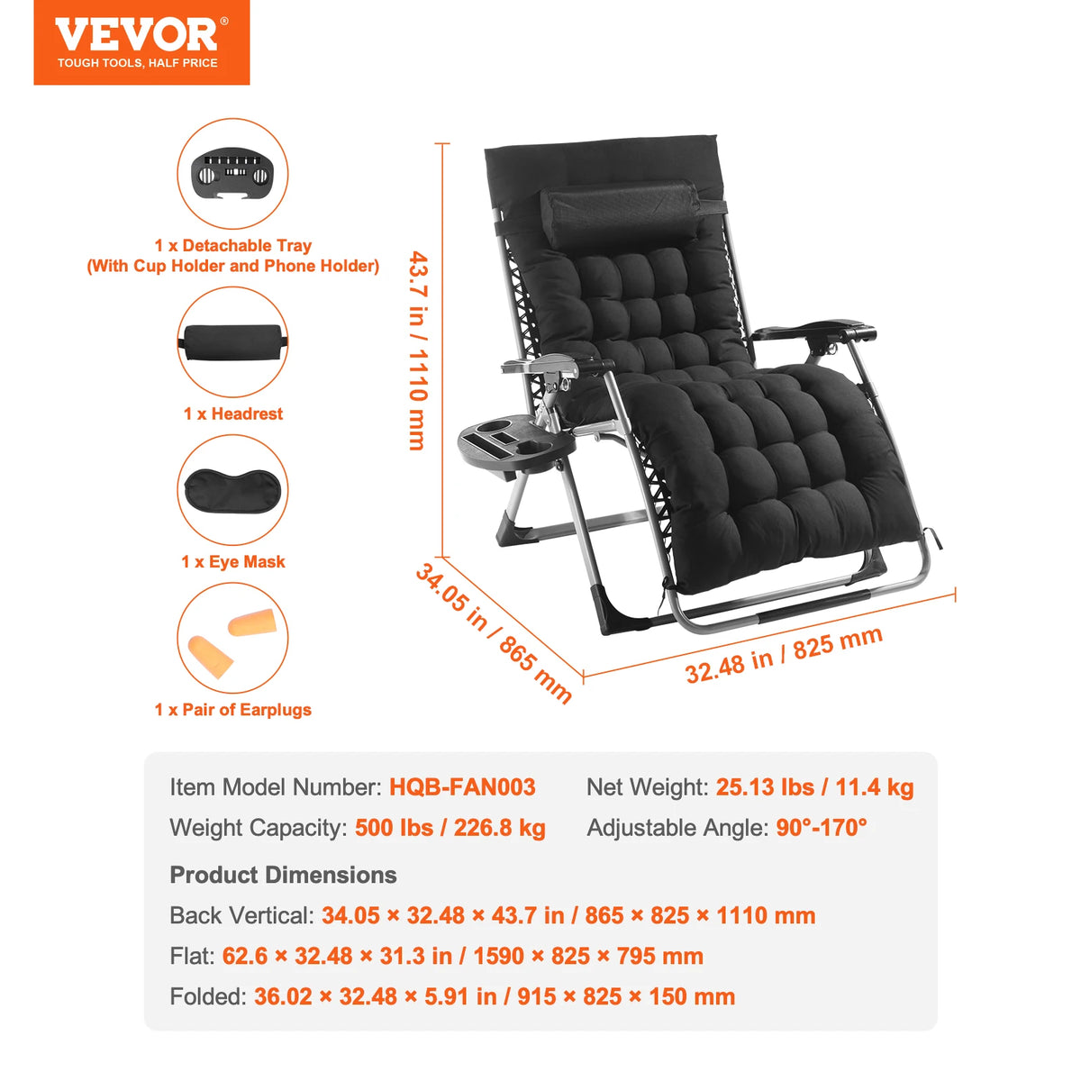 SucceBuy Zero Gravity Recliner Chair With Cushion Footrest