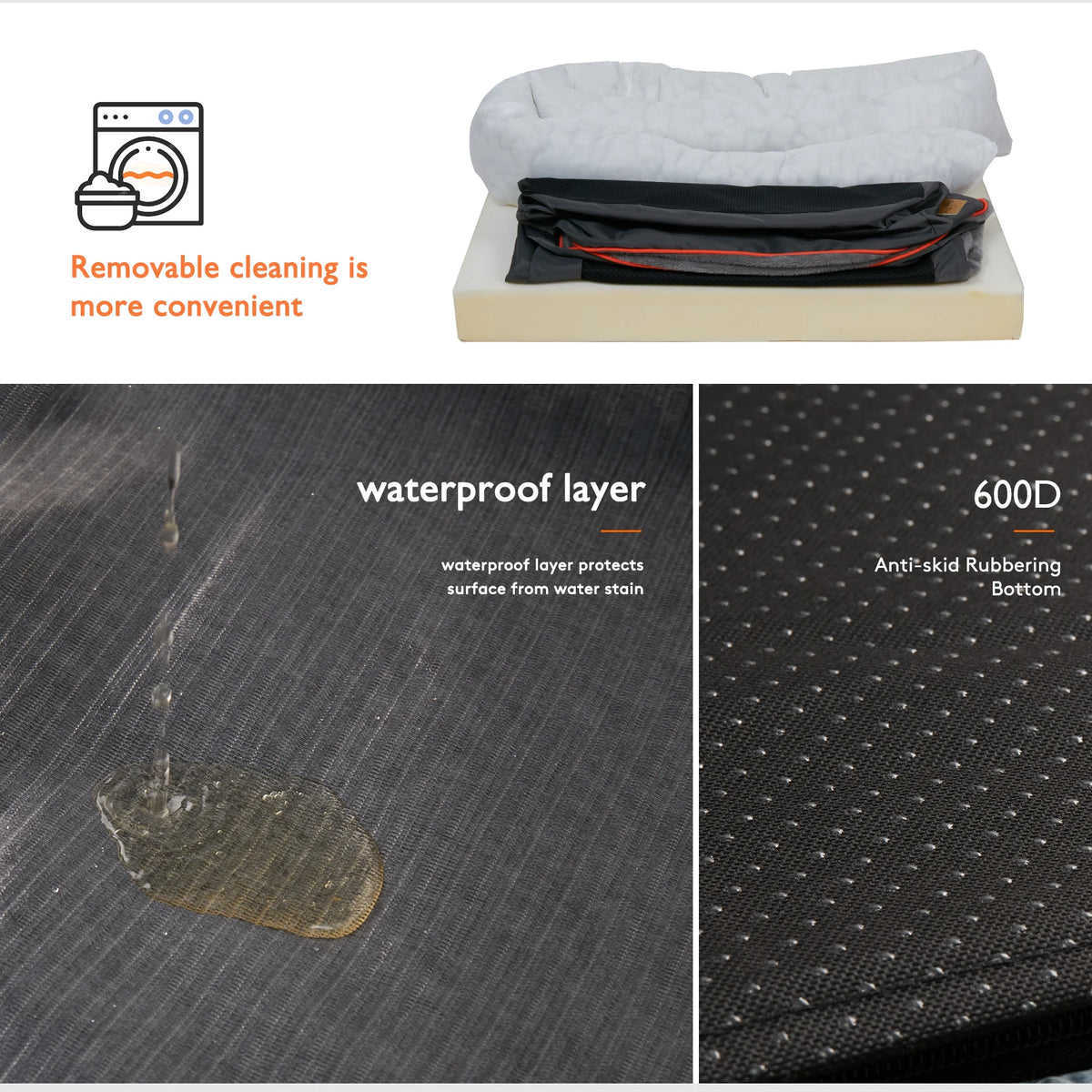 BINGOPAW Orthopedic Foam Dog Bed With Cotton Bolster Removable Cover