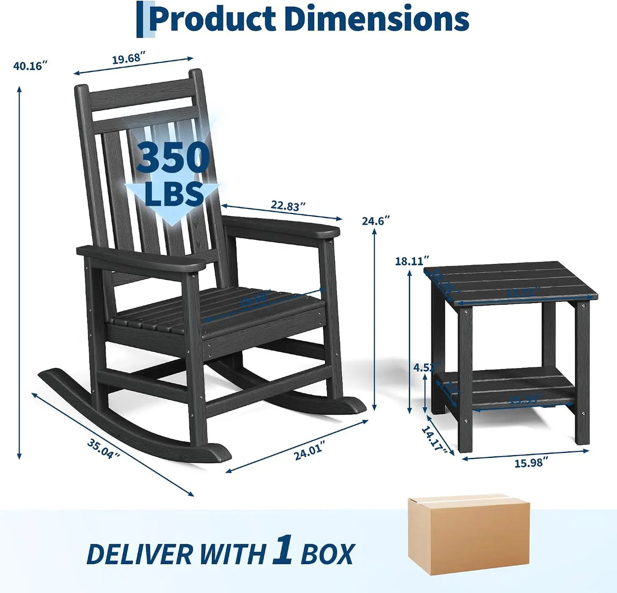 Garvee Rocking Chair Set With Side Table For Patio Relaxation