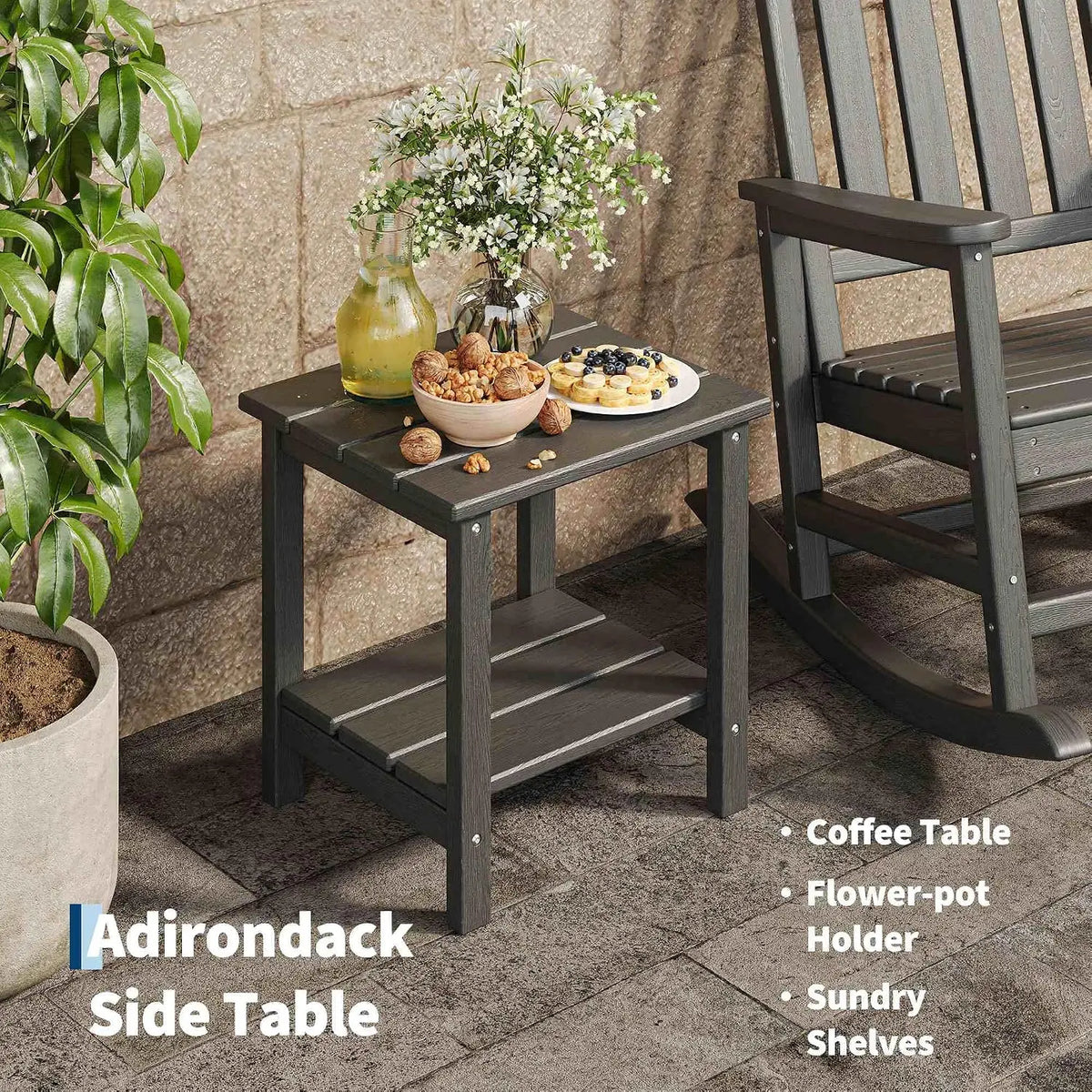Garvee Rocking Chair Set With Side Table For Patio Relaxation