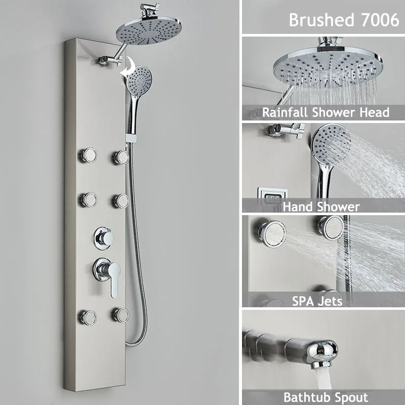 Shinesia LED Shower Panel With Rainfall Massage Jets And Faucet