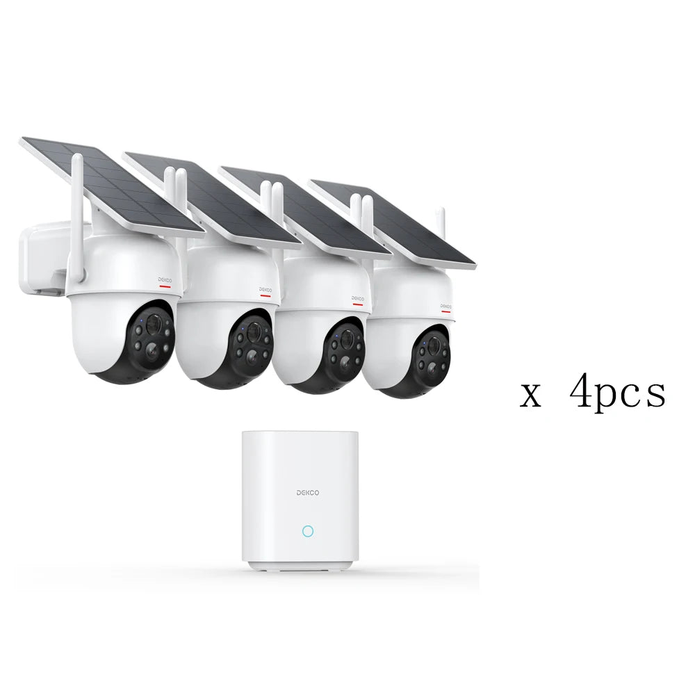 DEKCO Solar Wireless Security Camera System With 360 Degree PTZ