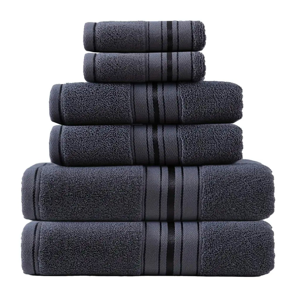 Premium Six Piece Absorbent Cotton Turkish Towel Set