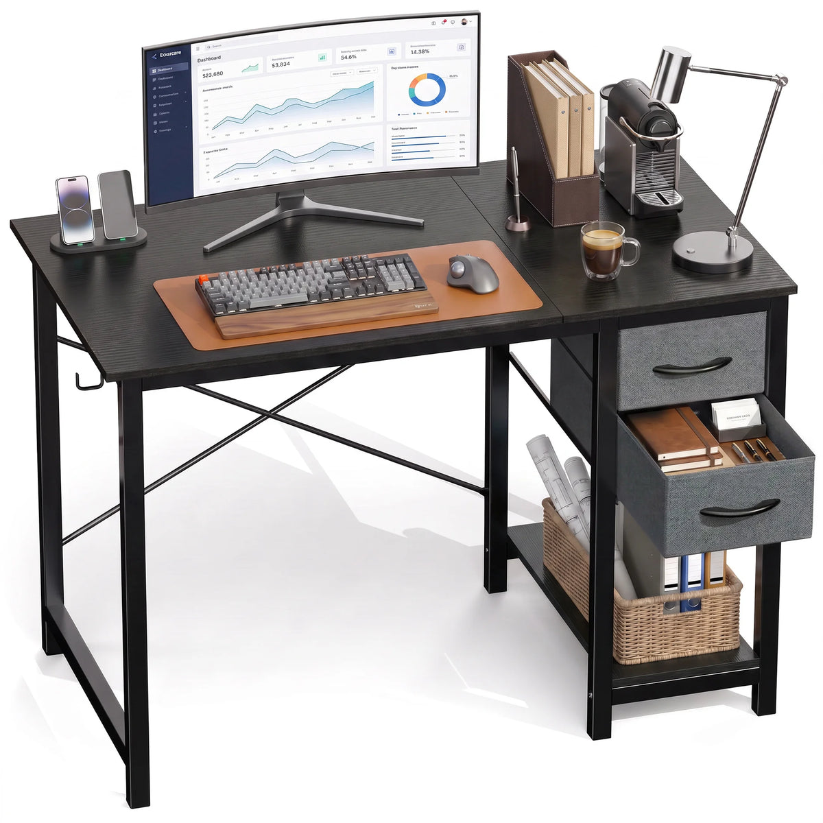 MCQ Standing Office Computer Desk With Drawers And Side Hook