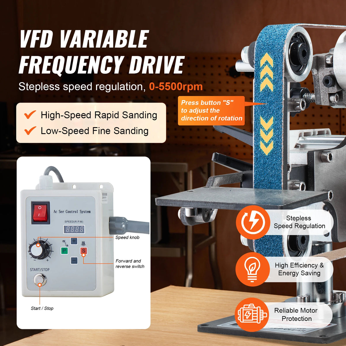 SucceBuy Variable Speed Belt Grinder Sander For Metalworking Knife Making
