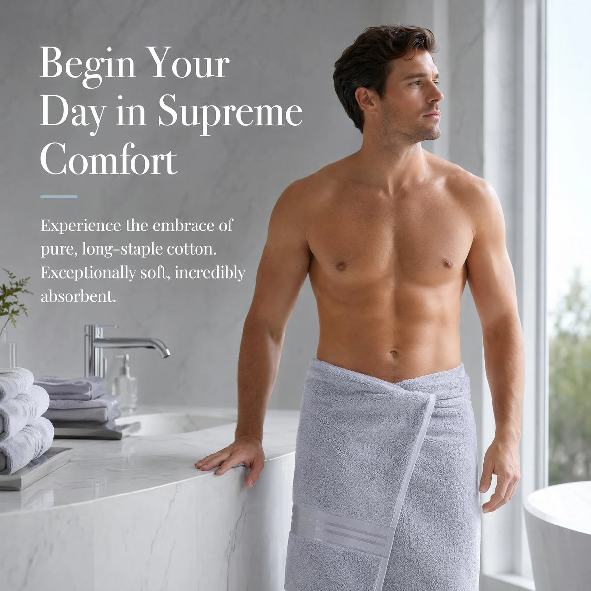 Premium Six Piece Absorbent Cotton Turkish Towel Set