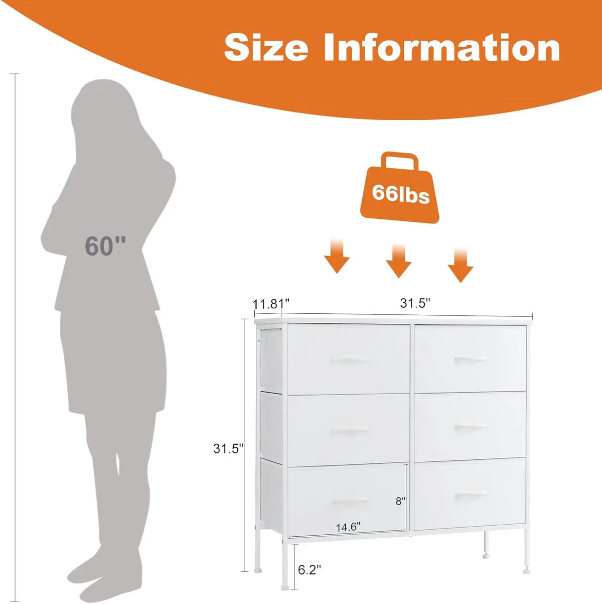 JHK Fabric Drawer Nightstand With Bedroom Storage Cabinet
