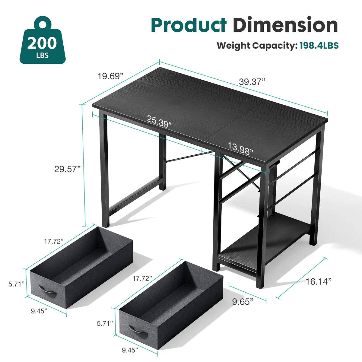 JHK Computer Desk With Drawers For Home Office And Gaming