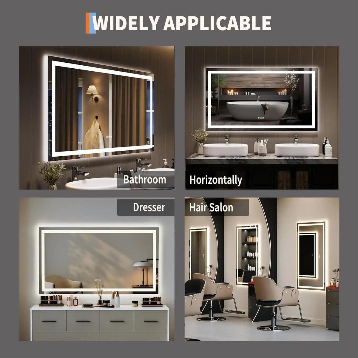 TWISTER.CK LED Bathroom Mirror With Stepless Dimming And Anti Fog