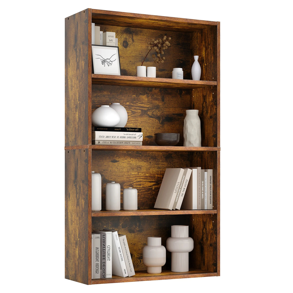 JHK Wooden Bookcase Open Storage Shelf For Home Office