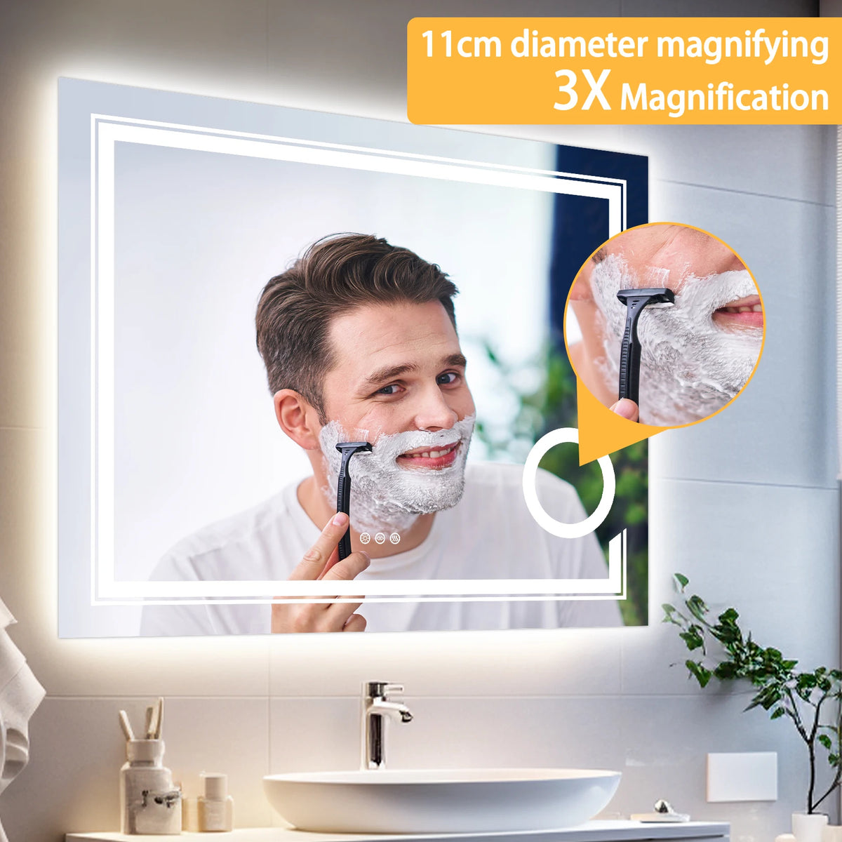 Borwart Fogless LED Bathroom Vanity Mirror With Gradient Lighting