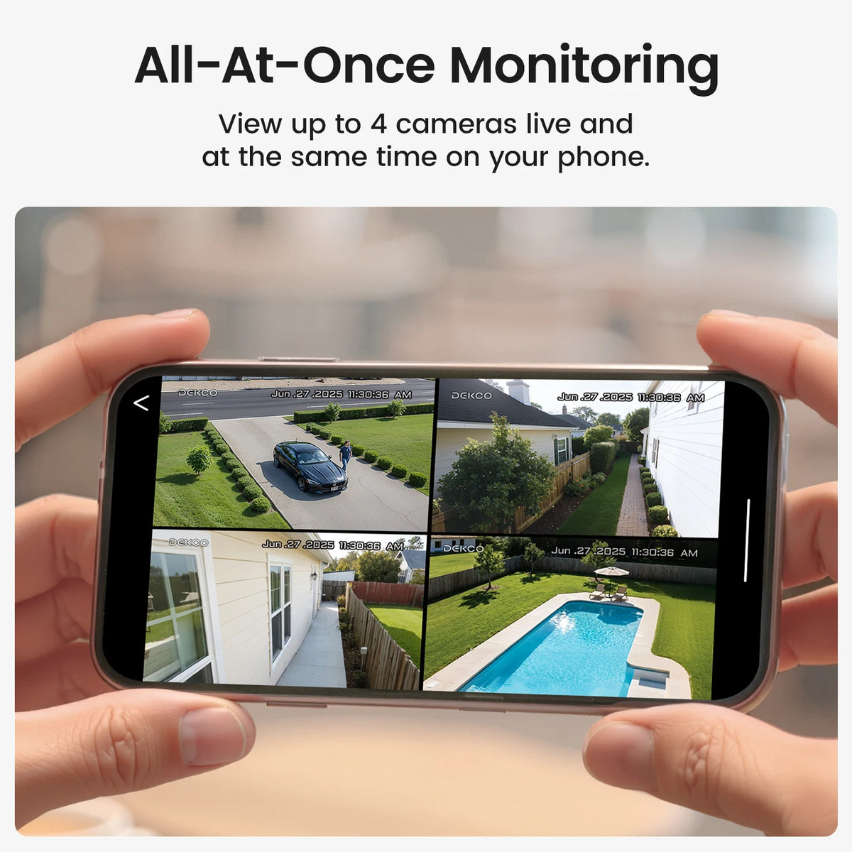 DEKCO Solar Wireless Security Camera System With 360 Degree PTZ
