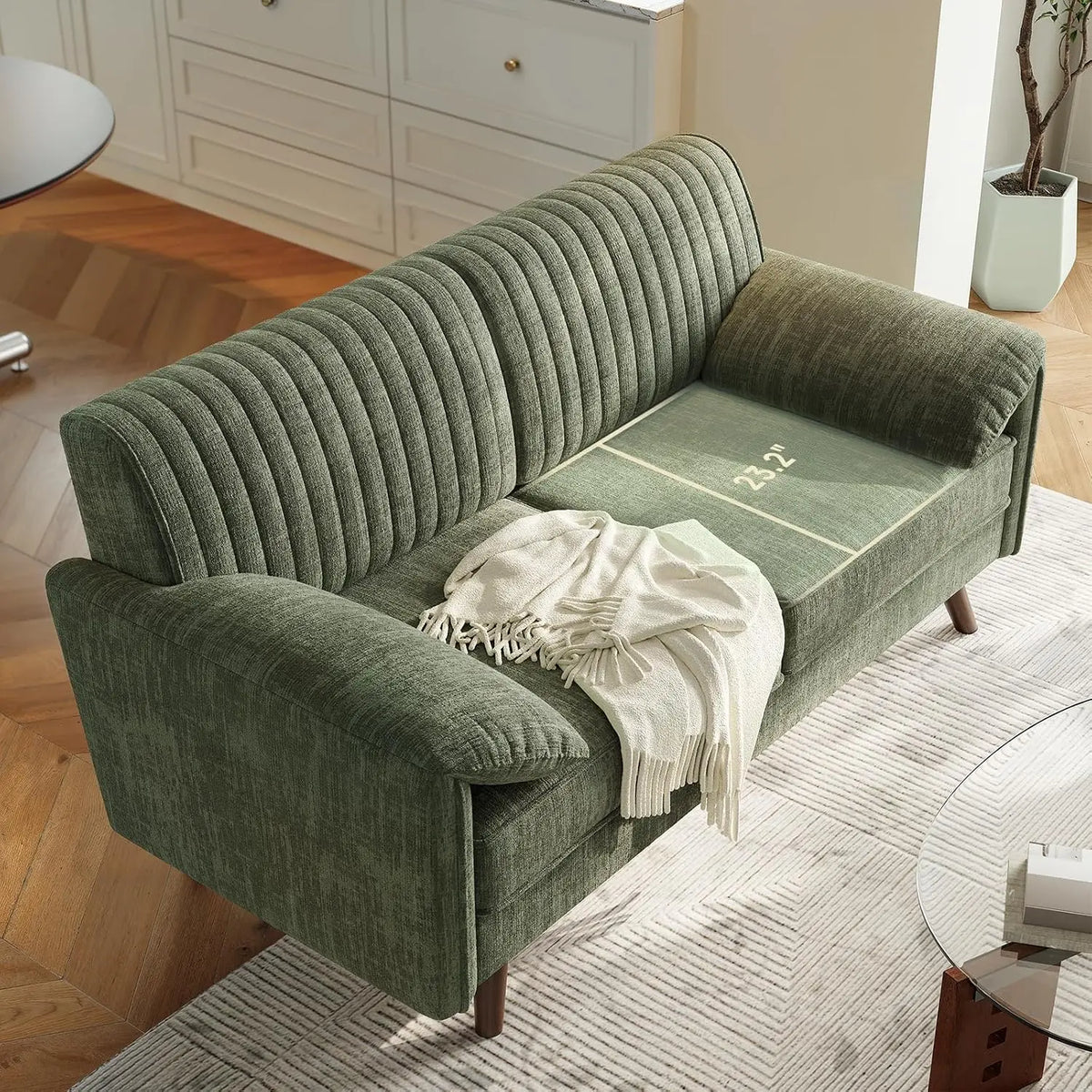 ONBRILL Modern Chenille Loveseat Sofa for Small Space Living